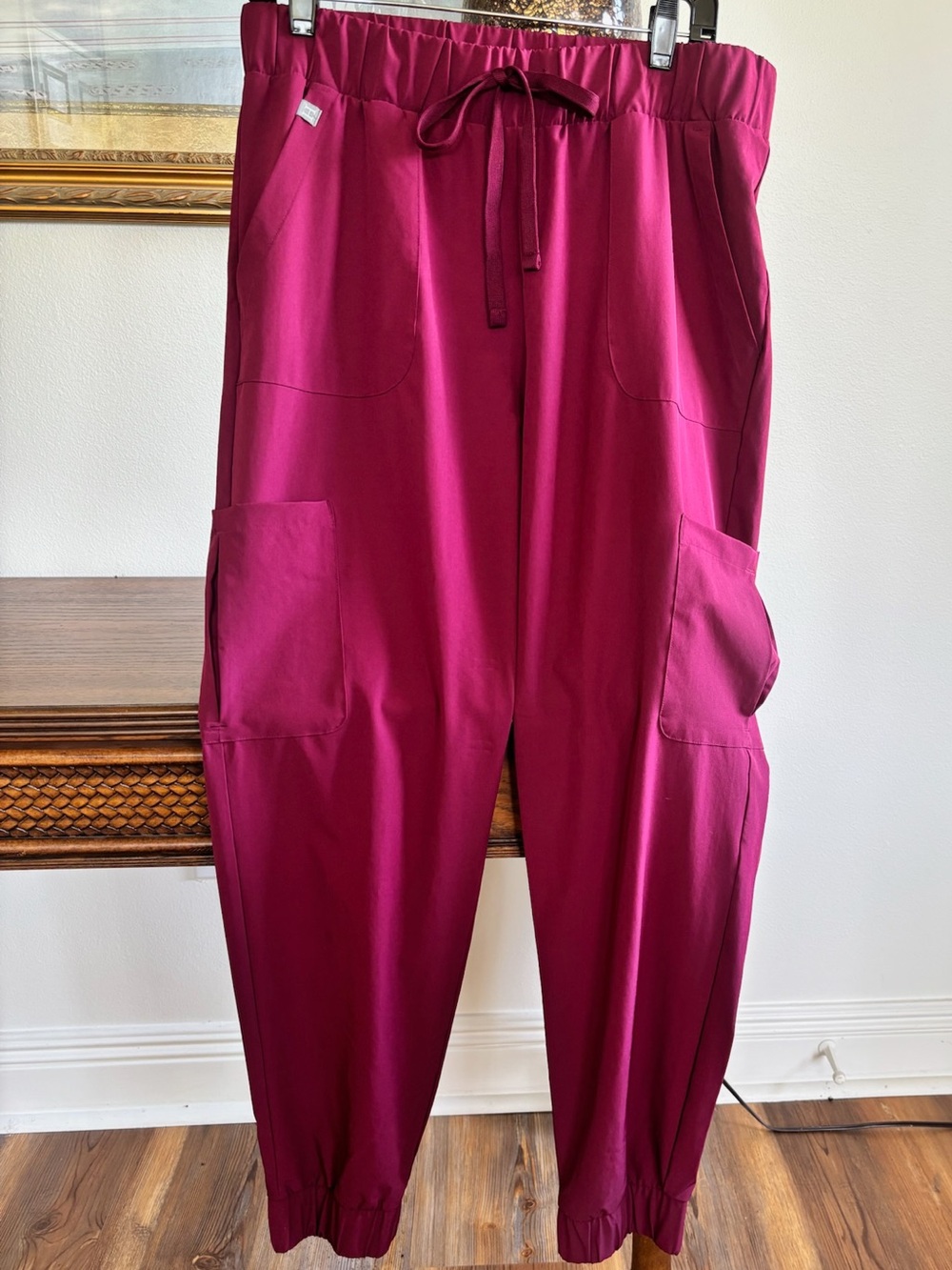 Hanes Women's Magenta Scrub Cargo Jogger Pants